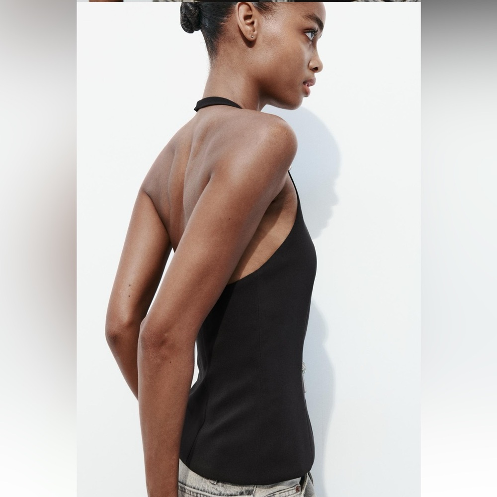 ZARA JEWEL BOW HALTER TOP - Picture 2 of 7